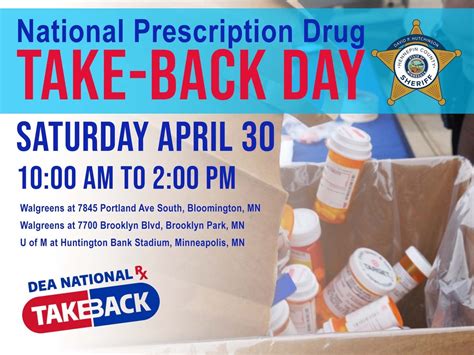 National Prescription Drug Take Back Day Saturday April 30th