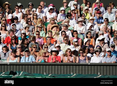 Spectators On The Centre Court At The Wimbledon Championships Stock Photo Alamy