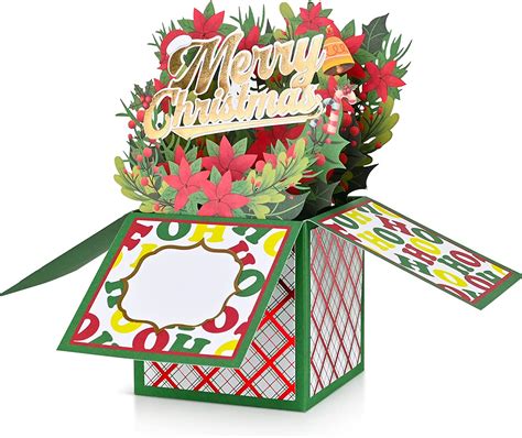 Giiffu 3d Pop Up Christmas Card Poinsettias Bouquet Card Christmas
