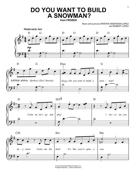 Do You Want To Build A Snowman Sheet Music Direct