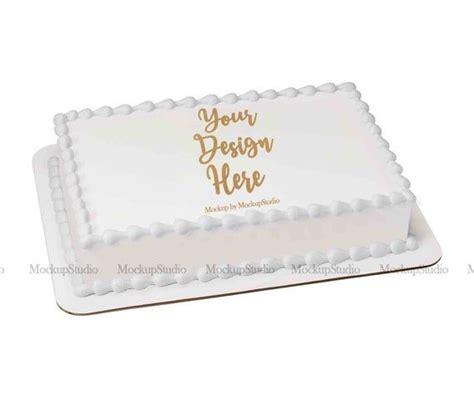 sheet cake mockup edible cake print mock  white birthday etsy   cake templates cake
