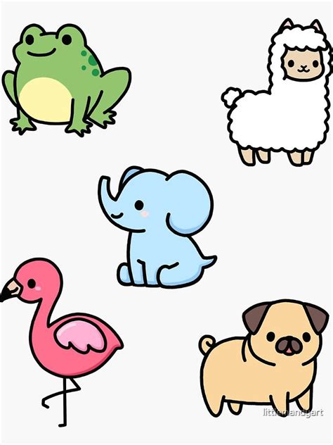 Cute Animal Sticker Pack 4 Sticker By Littlemandyart In 2020 Cute