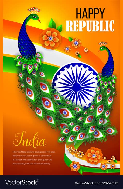 Happy Republic Day Indian Festival Poster Vector Image