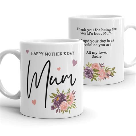 Happy Mothers Day Personalised Mug With Own Message To Reverse Etsy