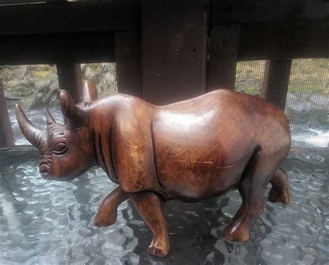 African Rhino Carvinghandcarved Out Of A Piece Of Indigenous Etsy