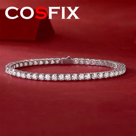 Cosfix Pulsera De Plata De Ley 925 Con Diamantes Brillantes Para Mujer