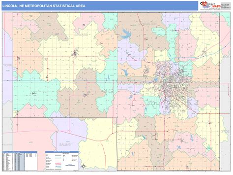 Lincoln Ne Metro Area Wall Map Color Cast Style By Marketmaps Mapsales