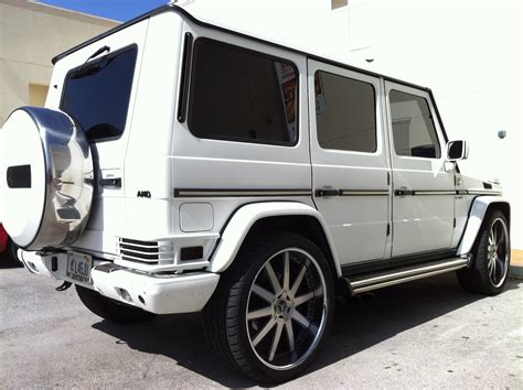 Exotic Cars On The Streets Of Miami White Mercedes G Wagon With Custom Rims
