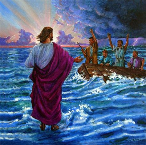 Jesus Walking On The Sea Paintings By John Lautermilch Paintings