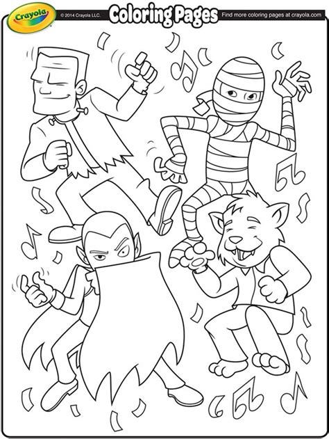 Draw fun monkeys with curvy arms, legs, and tails, and then make a large chain of chimps! Monster Dance Party Coloring Page | crayola.com