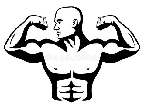 Male Bodybuilder Flexing Muscles Isolated Vector Illustration Stock