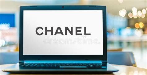 Laptop Computer Displaying Logo Of Chanel Editorial Photography Image