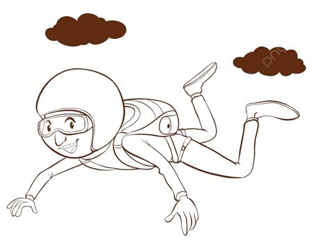A Simple Drawing Of A Person Engaging In Skydiving Vector Boy Pic