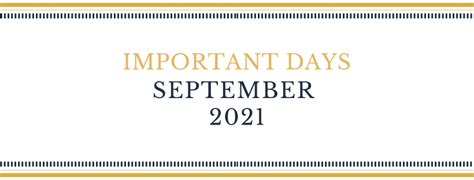 List Of Important Days In September 2021 Byscoop