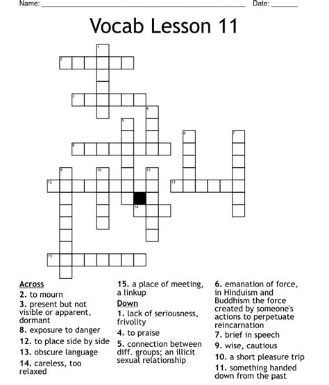 Vocab Lesson 11 Crossword Wordmint
