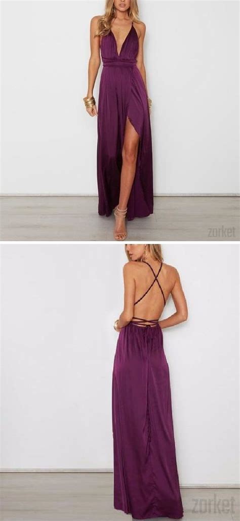 Satin Backless Long Dress Backless Long Dress Purple Maxi Dress