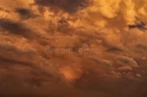 Detail Of Storm Clouds In The Red Sunset Sky Stock Image Image Of