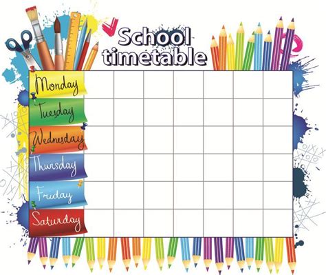School Timetable School Timetable School Schedule After School Schedule