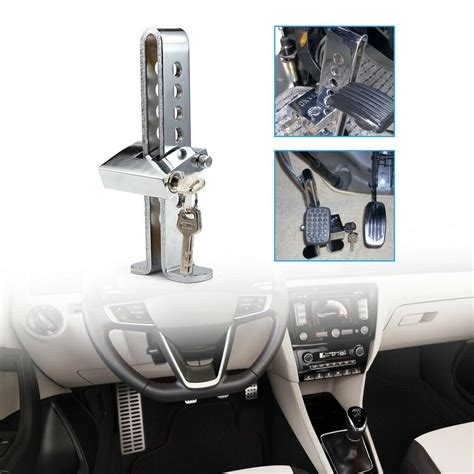Anti Theft Car Brake Pedal Lock Security With 3 Keys Stainless Steel