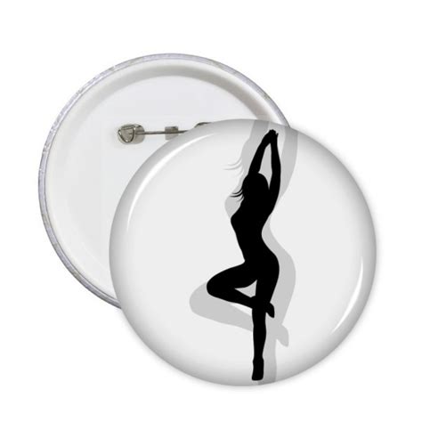 M Hot Beautiful Woman Dancing Outline Round Pins Badge Button Emblem