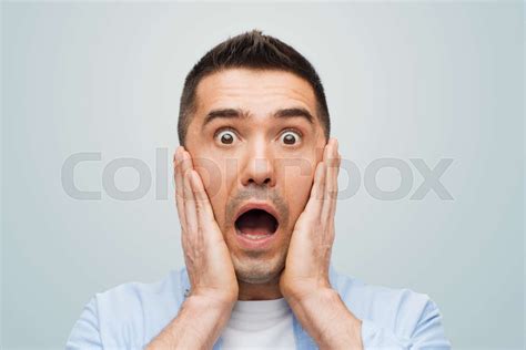 Scared Man Shouting Stock Image Colourbox