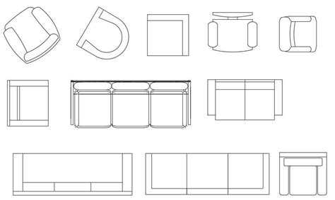 Drawing Dwg File Of The Various Types Of Sofa And Chairs Block
