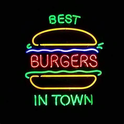 Best Burger In Town Neon Sign Real Neon Light Neon Signs Neon