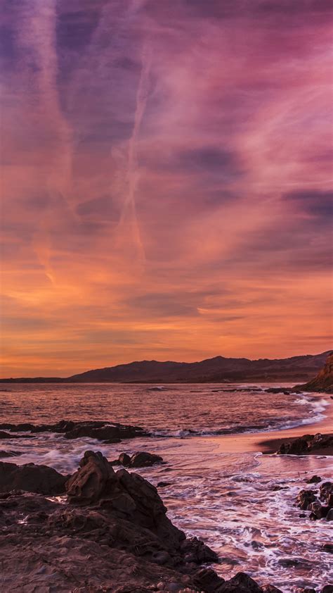 1080x1920 Sunrise Sunset Waves Coast Nature Hd 5k For Iphone 6 7 8 Wallpaper