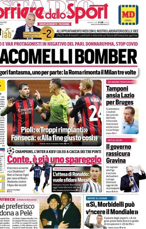 Corriere Dello Sport La Prima Pagina Di Oggi 27 Ottobre 2020