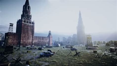 Apocalypse Of Russia Aerial View Of The Destroyed Moscow City Red