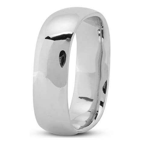 Wedding Band 7mm Square Comfort Fit Mens Wedding Ring In White Gold
