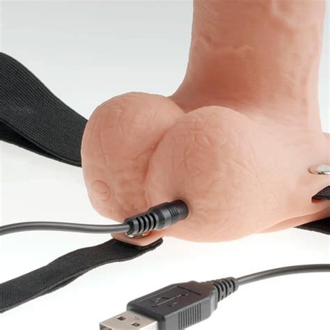 Fetish Fantasy 7 Hollow Rechargeable Strap On With Balls And Remote White Sex Toys And Adult