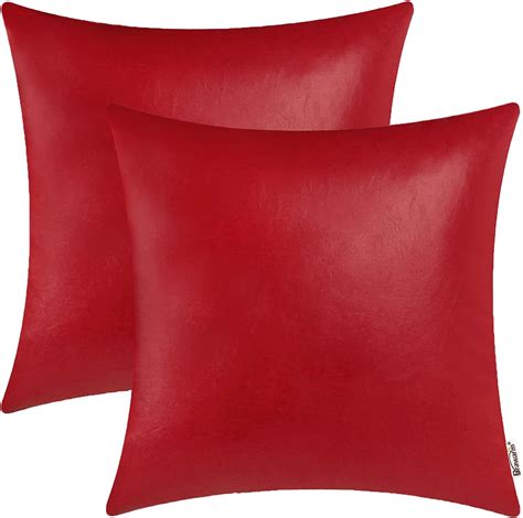 Brawarm Faux Leather Throw Pillow Covers 18 X 18 Inches