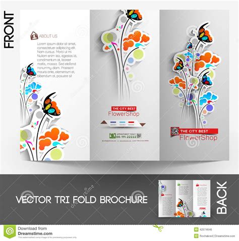 Trago para vocês, dois mockup's de canecas de chopp, é um tutorial bem simples e será de grande valia para todos que querem mostrar seu trabalho em sua loja,. Flower Shop Tri-Fold Brochure Stock Illustration ...