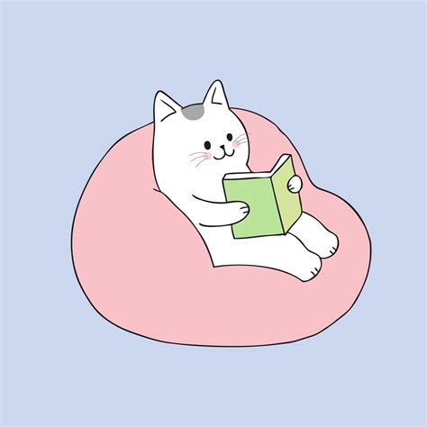 Cartoon Cute Cat Reading On Sofa Vector 622943 Vector Art At Vecteezy
