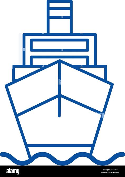 Ship Cargo Logistics Line Icon Concept Ship Cargo Logistics Flat