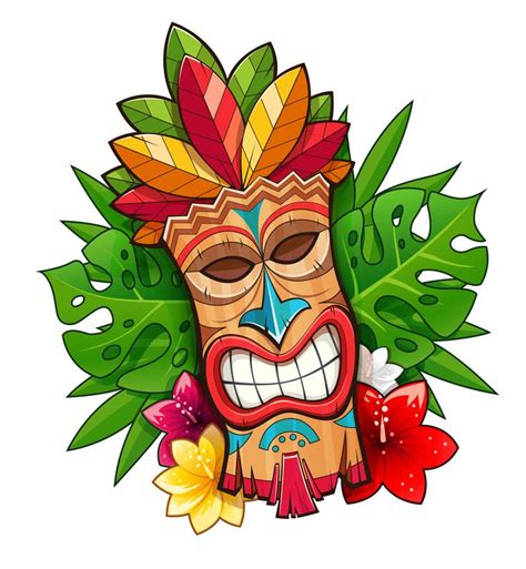 Tiki Tribal Wooden Mask Hawaiian Traditional Character Hawaii Bar