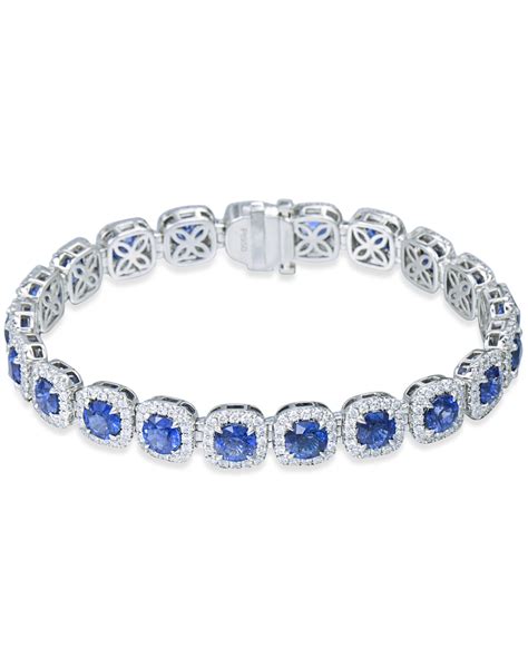Round Sapphire And Diamond Halo Bracelet Turgeon Raine