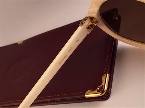 Cartier Trinity Oval Ivory 18k Gold Plated Accents 1990 Sunglasses