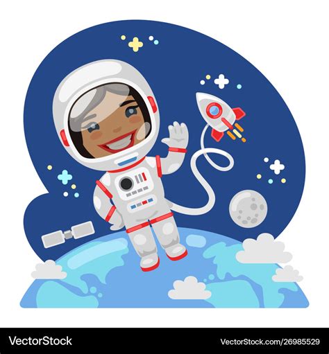 Cartoon Astronaut In Outer Space Royalty Free Vector Image