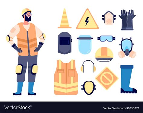 Builder Safety Equipment Construction Worker Vector Image