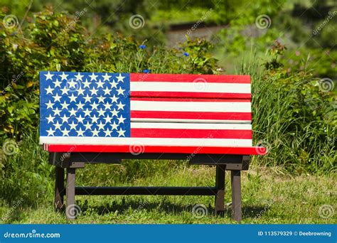 Patriotic Painted Bench In A Park Stock Image Image Of Object Nature