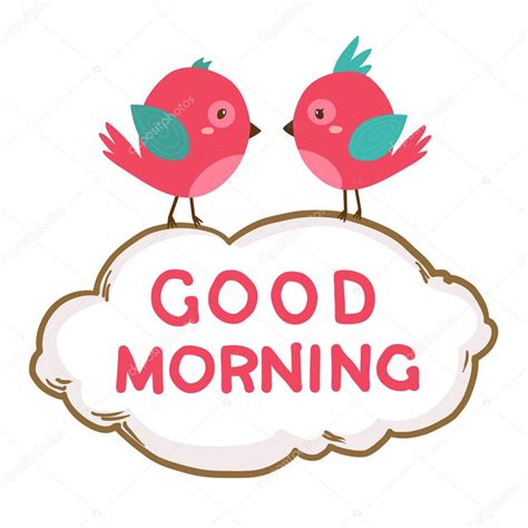Images Good Morning Birds Cute Pink Birds Say Good Morning Vector