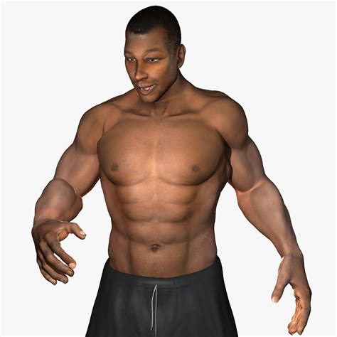 African American Male Muscular Rigged 3D Model African American