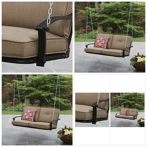 Cushioned Porch Swing Set 2 Person Seat Outdoor