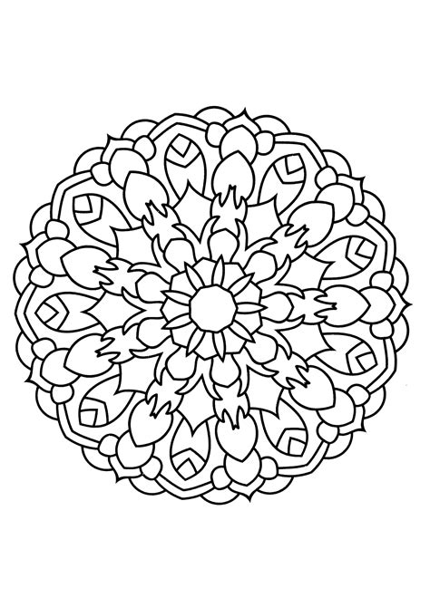 Mandala With Thick Lines Mandalas Kids Coloring Pages