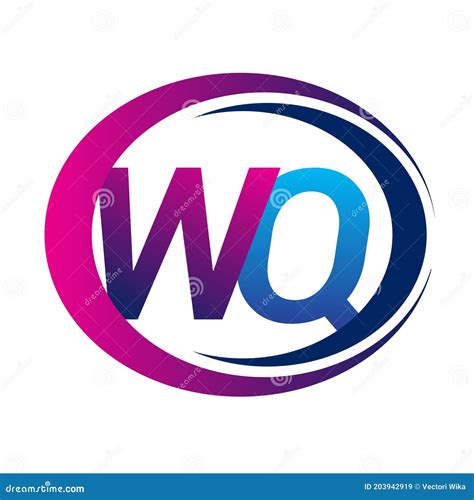 Initial Letter Logo Wq Company Name Blue And Magenta Color On Circle