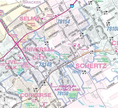 San Antoniobexar County Detailed Region Wall Map Wzip Codes Etsy