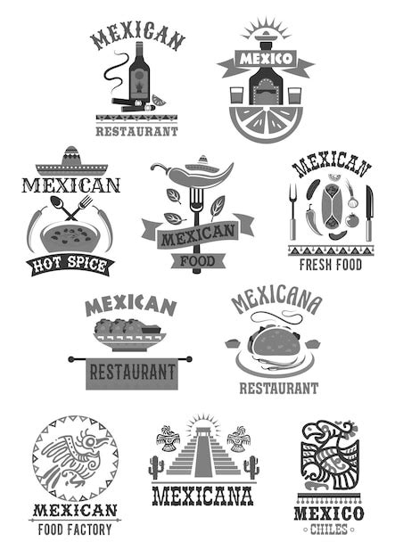 Premium Vector Mexican Food Cuisine Restaurant Vector Icons Set