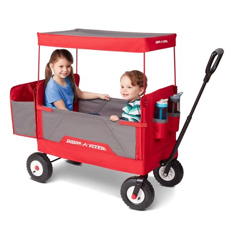 Radio Flyer 3 In 1 All Terrain Ez Fold Wagon With Canopy Red And Gray